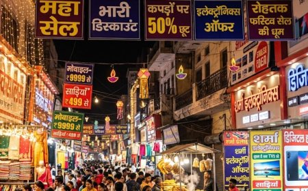 रोहतक के बाजारों में फेस्टिव सेल की धूम: कपड़ों से लेकर इलेक्ट्रॉनिक्स पर मिल रहा है भारी डिस्काउंट