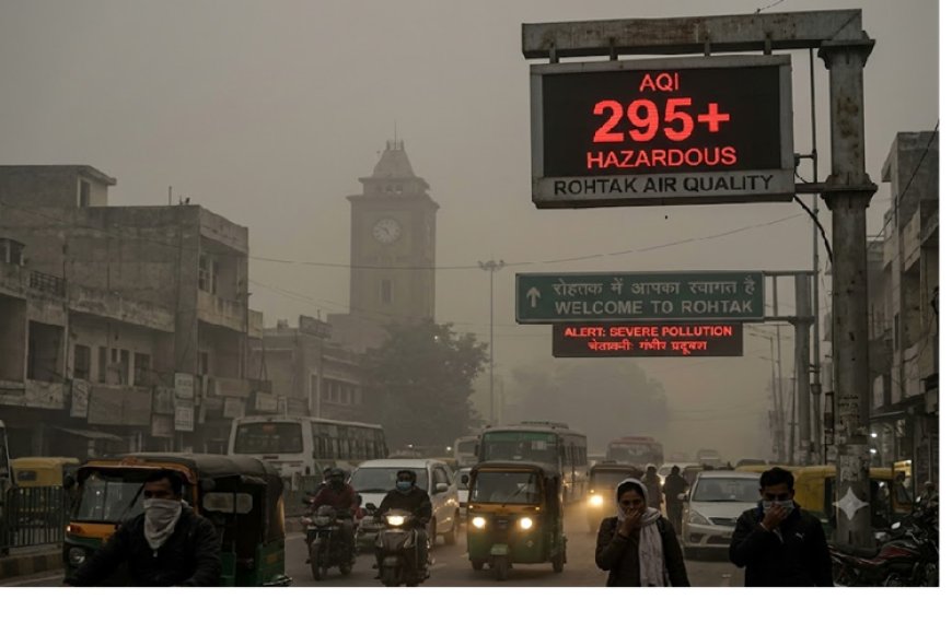 रोहतक में वायु प्रदूषण का कहर: AQI पहुंचा 295 के पार, सांस लेना हुआ दूभर