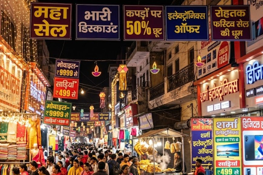रोहतक के बाजारों में फेस्टिव सेल की धूम: कपड़ों से लेकर इलेक्ट्रॉनिक्स पर मिल रहा है भारी डिस्काउंट