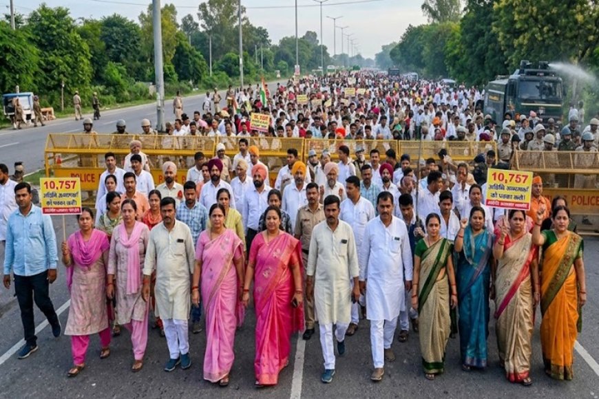 हरियाणा में 10,757 गेस्ट टीचर्स की 'न्याय रैली': शाहबाद में बिताई रात, चंडीगढ़ कूच रोकने के लिए बैरिकेड्स और वॉटर कैनन तैनात